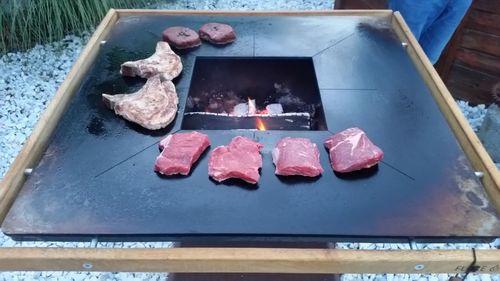 High angle view of food on table