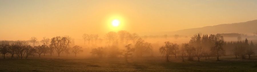 Scenic view of mountains during foggy weather