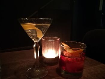 Close-up of wineglass on table