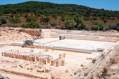 High angle view of construction site