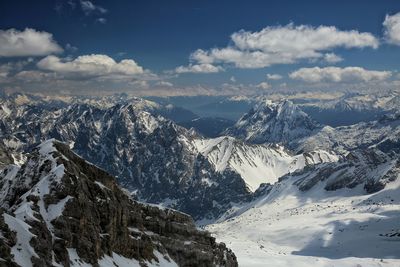 View of snowcapped mountains against sky