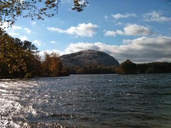 Scenic view of sea against cloudy sky