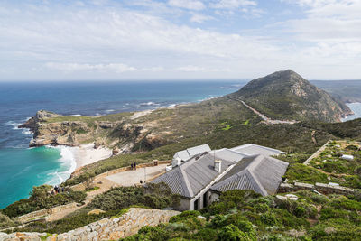 High angle view of beach against sky