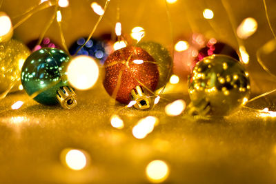 Close-up of illuminated christmas lights