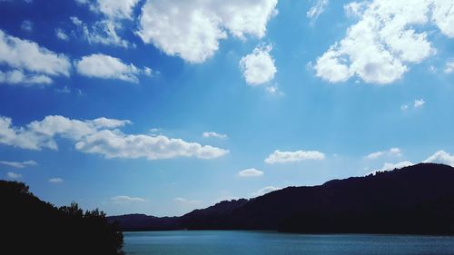 Scenic view of sea against cloudy sky