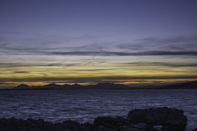 Scenic view of sea against sky at sunset