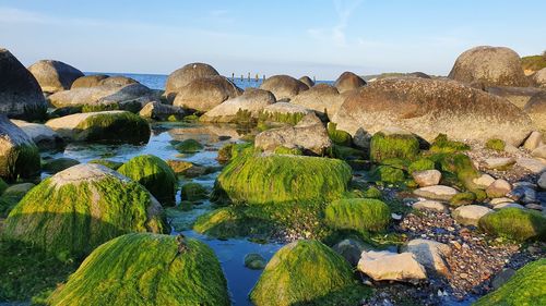 Scenic view of rocks against sky