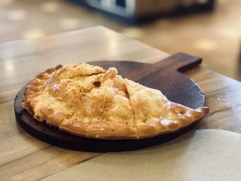 High angle view of dessert in plate on table