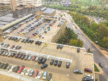 High angle view of construction site in city