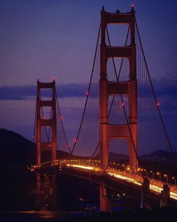 Suspension bridge at dusk