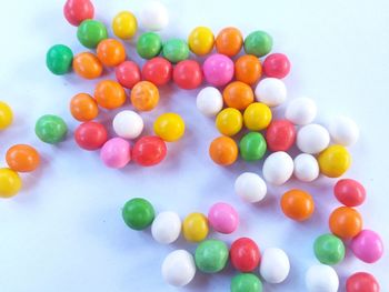 High angle view of multi colored candies