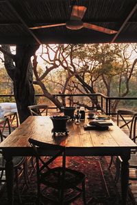 Chairs and tables in restaurant