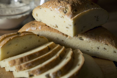 High angle view of bread in plate