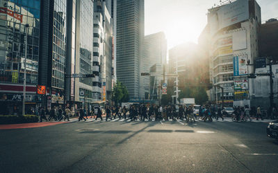 People on street in city