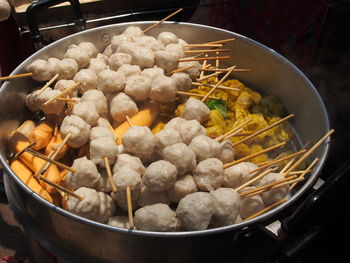 Close-up of dim sum and meatball