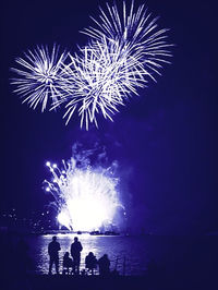 Firework display at night