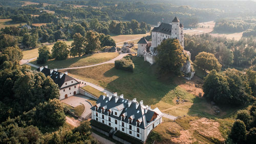 High angle view of buildings in city