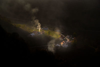 Aerial view of building in town