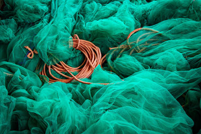 Full frame shot of tangled fishing net