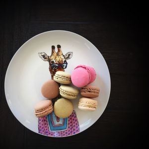 High angle view of dessert in plate on table