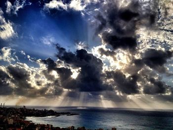 Scenic view of sea against cloudy sky