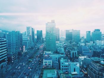 High angle view of cityscape against sky