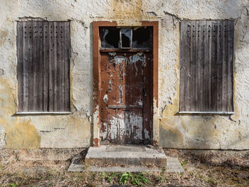 Closed door of old building