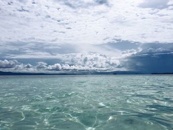 Scenic view of seascape against cloudy sky