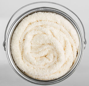 High angle view of cake in bowl on table