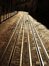 High angle view of railroad tracks