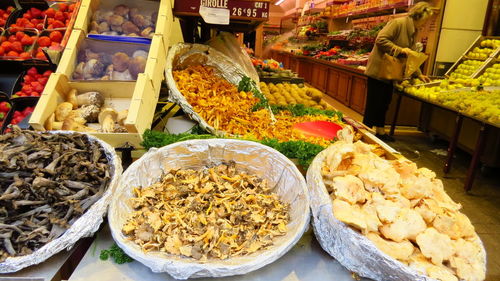 High angle view of food in market stall