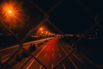 Light trails on highway at night