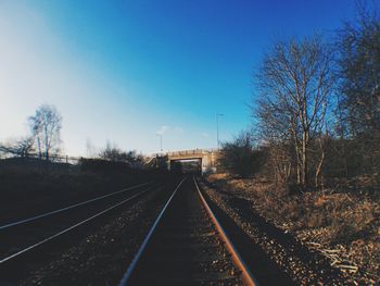 Railroad tracks on railroad track