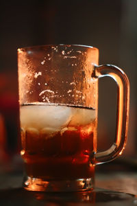 Close-up of beer in glass