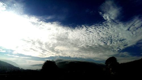 Scenic view of mountains against cloudy sky