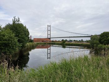 Bridge over river against sky