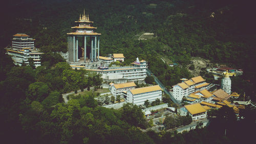 High angle view of buildings in city