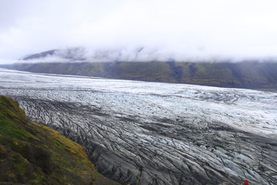 Scenic view of land against sky during winter