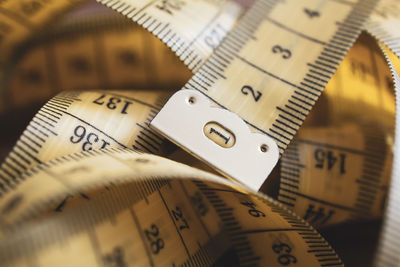 High angle view of tape measure