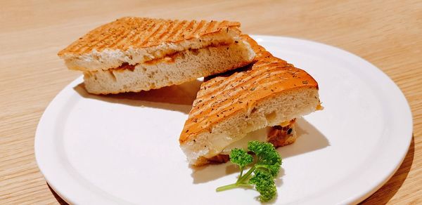 High angle view of meal served in plate