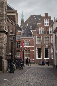25 march 2023, leiden, netherlands view on facades around of the historical pieterskerk church