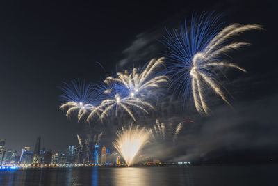 Fireworks in the doha corniche, doha, qatar.