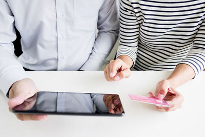 Close-up of hands working