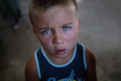 Portrait of boy with gray eyes