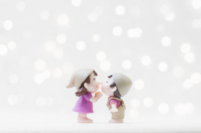 Close-up of stuffed toy over black background