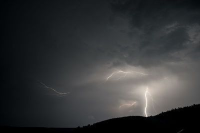 Lightning in sky at night