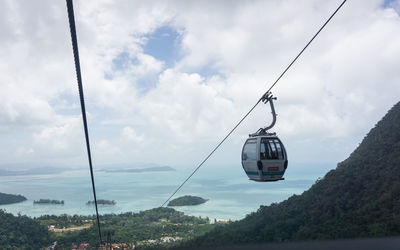 Overhead cable car against sky