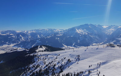 Snow-covered mountain landscape in the kaprun ski area austrian alps