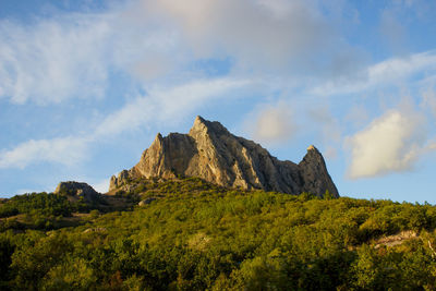 Scenic view of rocky mountains against sky