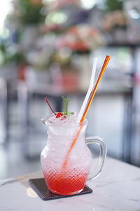 Close-up of drink on table